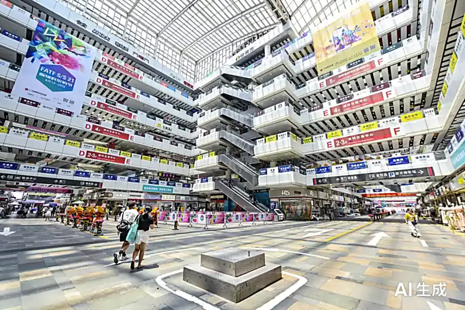Interior atrium and escalators